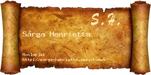 Sárga Henrietta névjegykártya